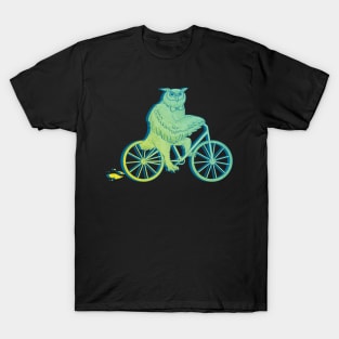 Owl on a Bike Green T-Shirt